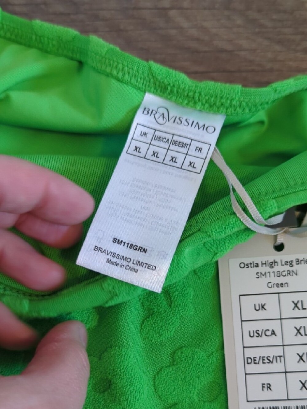 Bravissimo Bright Green Floral Lace Bikini Set - Size 32H top & XL Bottom - Picture 5 of 10